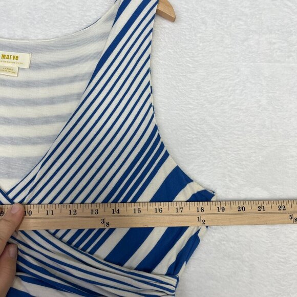 Anthropologie Maeve Kythira White & Blue Striped Dress M Greece Vacation sz L - Picture 7 of 12